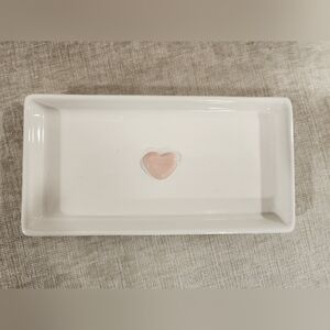 Cupcakes And Cashmere Rectangular White Tray with Pink Heart
